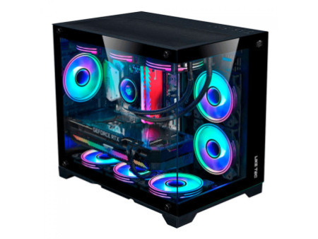 Gabinete Gamer Liketec Zeus V2, Mid Tower, Vidro Temperado, RGB, ATX,  Black, Sem Fonte, Com 6 Fans, LC-CB3X3-ZEUS-2056