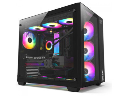 Gabinete Gamer Liketec Zeus V2, Mid Tower, Vidro Temperado, ATX,  Black, Sem Fonte, Sem Fan, LC-CB3X3-ZEUS-2042