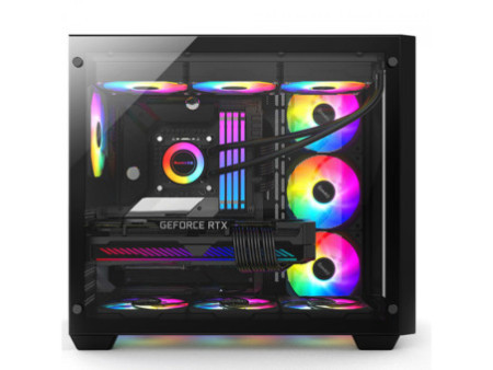 Gabinete Gamer Liketec Zeus V2, Mid Tower, Vidro Temperado, ATX,  Black, Sem Fonte, Sem Fan, LC-CB3X3-ZEUS-2042