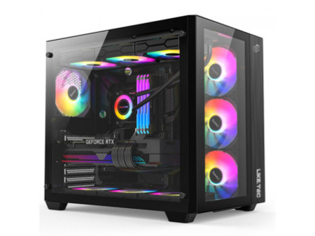 Gabinete Gamer Liketec Zeus V2, Mid Tower, Vidro Temperado, ATX,  Black, Sem Fonte, Sem Fan, LC-CB3X3-ZEUS-2042