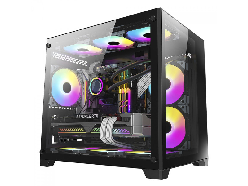 Gabinete Gamer Liketec Storm, RGB, Mid Tower, Vidro Temperado, ATX, Sem Fonte, Com 4 Fans