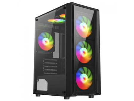 Gabinete Gamer Liketec Matrix RGB, Mid Tower, Vidro Temperado, ATX, Black, Sem Fonte, Com 3 Fans