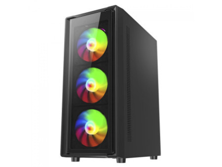 Gabinete Gamer Liketec Matrix RGB, Mid Tower, Vidro Temperado, ATX, Black, Sem Fonte, Com 3 Fans