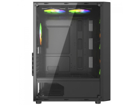 Gabinete Gamer Liketec Matrix RGB, Mid Tower, Vidro Temperado, ATX, Black, Sem Fonte, Com 3 Fans