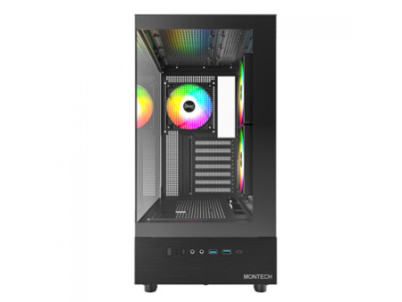 Gabinete Gamer Montech King 95 Pro, ARGB, Mid Tower, Vidro Temperado, ATX, Black, Sem Fonte, Com 6 Fans