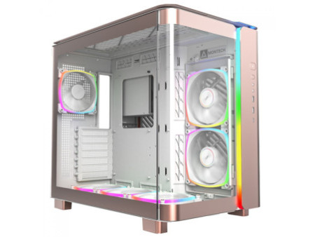 Gabinete Gamer Montech King 65 Pro, Mid Tower, Vidro Temperado, ATX, Black, Sem Fonte, Com 3 Fans ARGB, Branco
