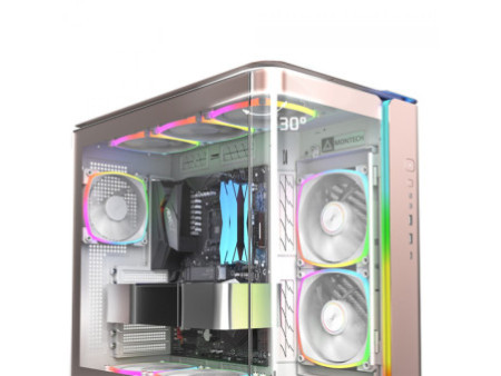 Gabinete Gamer Montech King 65 Pro, Mid Tower, Vidro Temperado, ATX, Black, Sem Fonte, Com 3 Fans ARGB, Branco