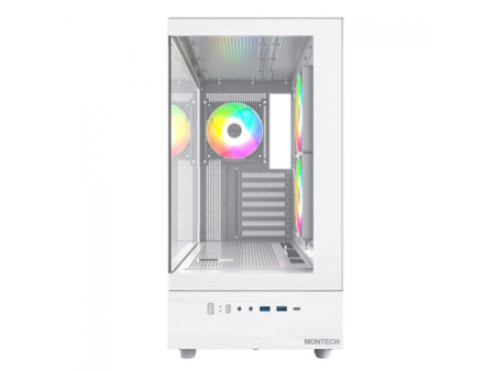 Gabinete Gamer Montech Sky Two GX, Mid Tower, Vidro Temperado, E-ATX, Black, Sem Fonte, Com 3 Fans ARGB