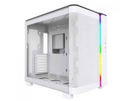 Gabinete Gamer Montech King 95 PRO, ARGB, Mid Tower, Vidro Temperado, ATX, White, Sem Fonte, Com 6 Fans
