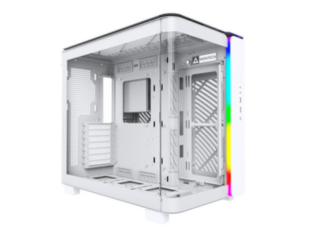 Gabinete Gamer Montech King 95 PRO, ARGB, Mid Tower, Vidro Temperado, ATX, White, Sem Fonte, Com 6 Fans