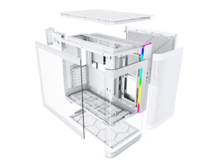 Gabinete Gamer Montech King 95 PRO, ARGB, Mid Tower, Vidro Temperado, ATX, White, Sem Fonte, Com 6 Fans