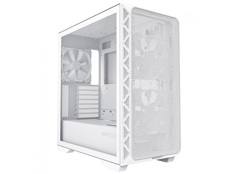 Gabinete Gamer Montech Sky Two, ARGB, Mid Tower, Vidro Temperado, ATX, White, Sem Fonte, Com 4 Fans