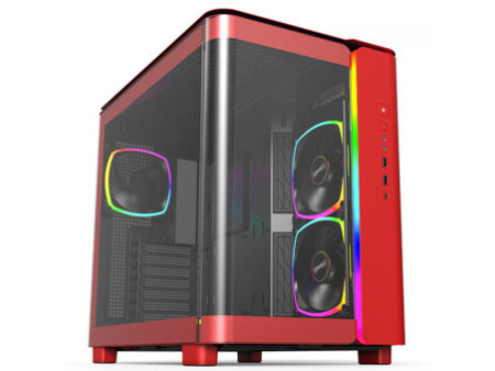 Gabinete Gamer Montech King 95, ARGB, Mid Tower, Vidro Temperado, ATX, Red, Sem Fonte, Sem Fan