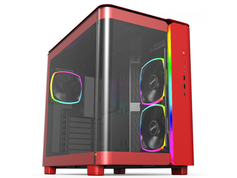 Gabinete Gamer Montech King 95, ARGB, Mid Tower, Vidro Temperado, ATX, Red, Sem Fonte, Sem Fan