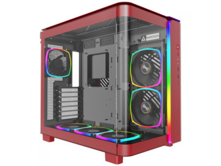 Gabinete Gamer Montech King 95, ARGB, Mid Tower, Vidro Temperado, ATX, Red, Sem Fonte, Sem Fan