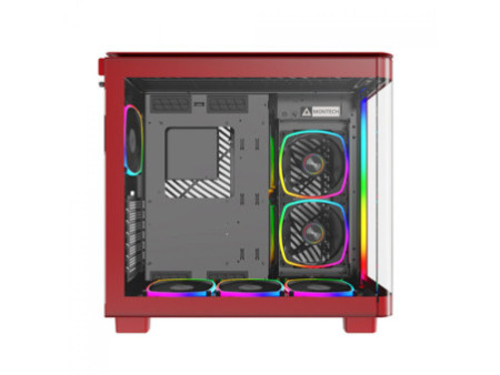 Gabinete Gamer Montech King 95, ARGB, Mid Tower, Vidro Temperado, ATX, Red, Sem Fonte, Sem Fan