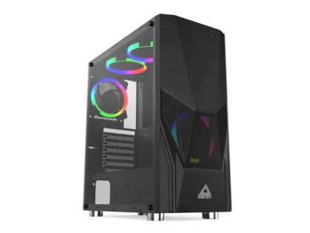 Gabinete Gamer Montech AIR 100 ARGB, Mini Tower, Black, mATX, 4 Fans, Vidro Temperado