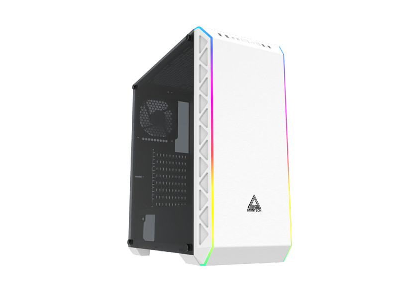 Gabinete Gamer Montech SKY ONE ARGB, Mid Tower, Vidro Temperado, WHITE, E-ATX, Sem Fonte, Com 2 Fans