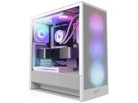 Gabinete Gamer NZXT H7 Flow RGB, Mid Tower, Vidro Temperado, E-ATX, Branco, Sem Fonte, Com 3 Fans, CM-H72FW-R1