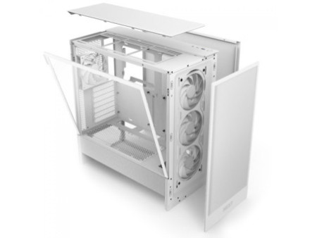 Gabinete Gamer NZXT H7 Flow RGB, Mid Tower, Vidro Temperado, E-ATX, Branco, Sem Fonte, Com 3 Fans, CM-H72FW-R1