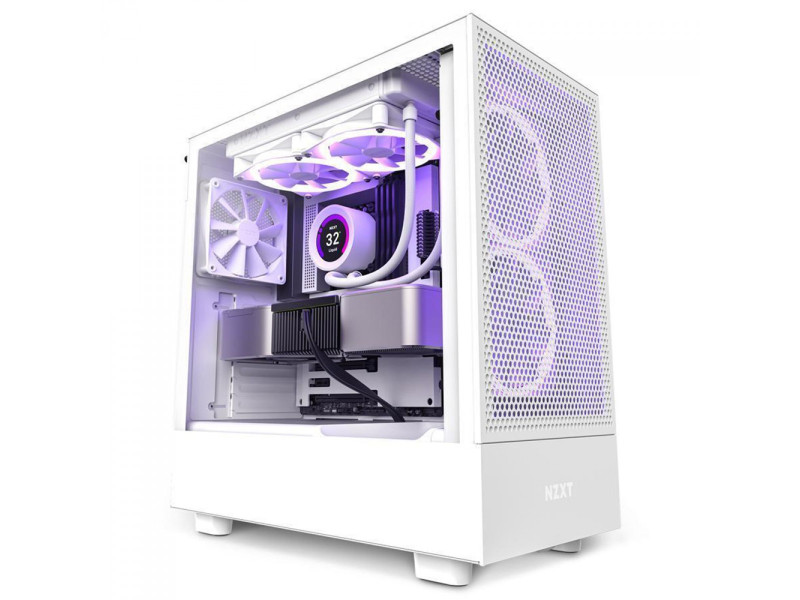 Gabinete Gamer NZXT H5 Flow RGB, Mid Tower, Vidro Temperado, ATX, Black, Sem Fonte, Com 4 Fans, CC-H51FB-R1