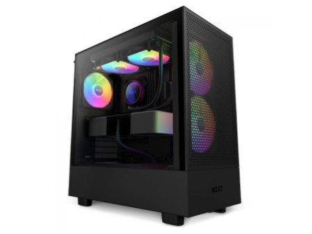 Gabinete Gamer NZXT H5 Flow, Mid Tower, Vidro Temperado, ATX, Black, Sem Fonte, Com 2 Fans, CC-H51FB-01