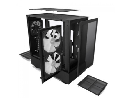 Gabinete Gamer NZXT H5 Flow, Mid Tower, Vidro Temperado, ATX, Black, Sem Fonte, Com 2 Fans, CC-H51FB-01