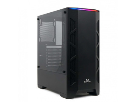 Gabinete Gamer Redragon Wheel Jack, Mid Tower, Vidro Temperado, Black, Sem fonte, Com 4 Fans RGB
