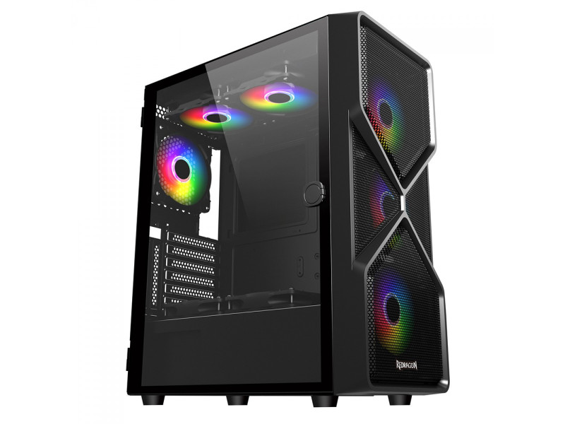 Gabinete Gamer ReDragon Demolisher, Mid Tower, Vidro Temperado, Black, ATX, Sem Fonte, Sem Fan, GC-706B