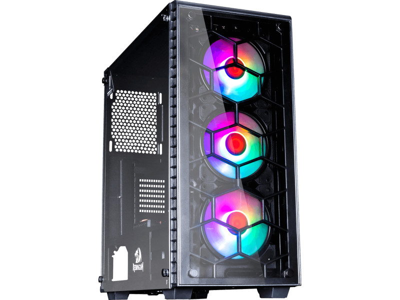 Gabinete Gamer Redragon Brawn, Mid Tower, Vidro Temperado, Black, Sem fonte, Sem Fan, GC-500