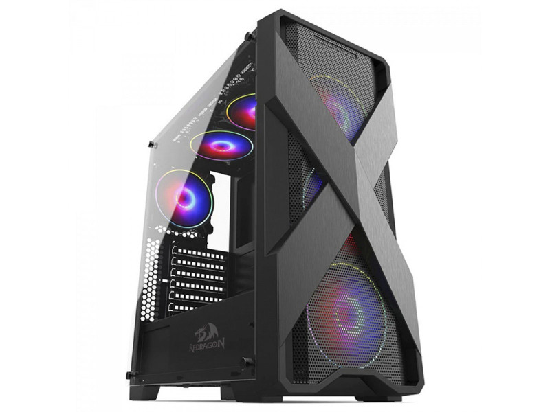 Gabinete Gamer Redragon, Nosecone, Mid Tower, Vidro Temperado, Black, Sem Fonte, Sem Fan, GC-909