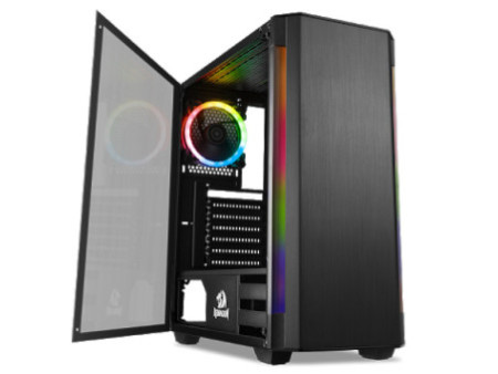 Gabinete Gamer Redragon Ramhorn, Mid Tower, S-Fan, Vidro Temperado, Black, Sem fonte