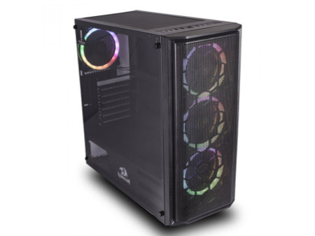 Gabinete Gamer Redragon, Thundercracker, Mid Tower, Vidro Temperado, Black, Sem Fonte, Com 3 Fans RGB