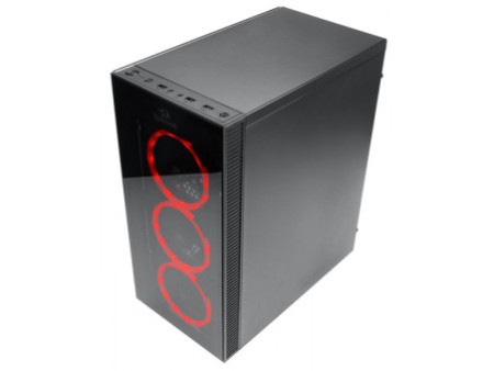 Gabinete Gamer Redragon Wheel Jack, Mid Tower, Vidro Temperado, Black, Sem fonte, Com 4 Fans Red