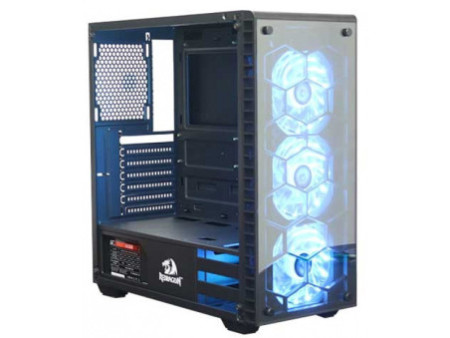 Gabinete Gamer Redragon Jetfire, Mid Tower, Com 3 Fans RGB, Vidro Temperado, Black-Red, Sem Fonte, RD-GC-701