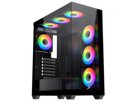 Gabinete Gamer SuperFrame Box Magic, Mid Tower, Vidro Temperado, Com Display LCD 13.3 Pol, ATX, Branco, Sem Fonte, Com 6 Fans, S