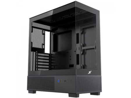 Gabinete Gamer SuperFrame Box Magic, Mid Tower, Vidro Temperado, Com Display LCD 13.3 Pol, ATX, Preto, Sem Fonte, Com 6 Fans, SF