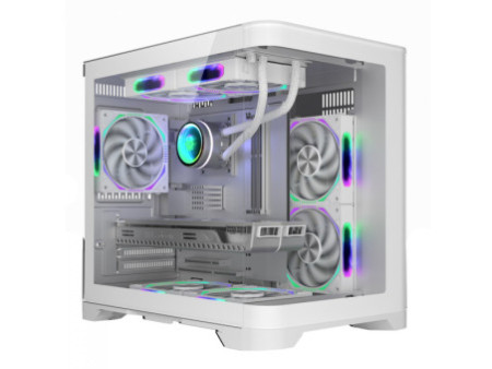 Gabinete Gamer SuperFrame Cube, ARGB, Mid tower, Vidro Temperado, ATX, White, Sem Fonte, Sem Fan