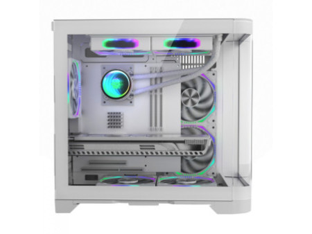 Gabinete Gamer SuperFrame Cube, ARGB, Mid tower, Vidro Temperado, ATX, White, Sem Fonte, Sem Fan