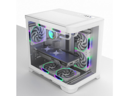 Gabinete Gamer SuperFrame Cube, ARGB, Mid tower, Vidro Temperado, ATX, White, Sem Fonte, Sem Fan