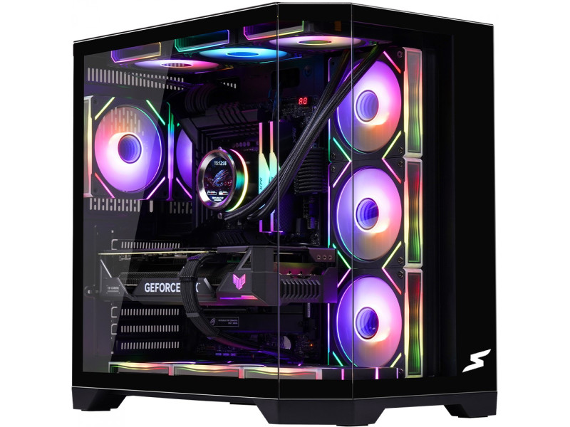 Gabinete Gamer SuperFrame Black Noir, Aquário, Mid Tower, Vidro Temperado, M-ATX, Branco, Sem Fonte, Com 3 Fans ARGB, SF-CS-BNMA