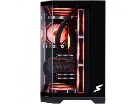 Gabinete Gamer SuperFrame Black Noir, Aquário, Mid Tower, Vidro Temperado, M-ATX, Branco, Sem Fonte, Com 3 Fans ARGB, SF-CS-BNMA