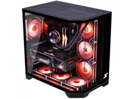 Gabinete Gamer SuperFrame Black Noir, Aquário, Mid Tower, Vidro Temperado, M-ATX, Branco, Sem Fonte, Com 3 Fans ARGB, SF-CS-BNMA