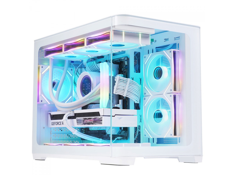 Gabinete Gamer SuperFrame Cristal, Mid Tower, Vidro Temperado, ATX, Com 4 Fans ARGB, Branco, SF-CS-CTMAW4F