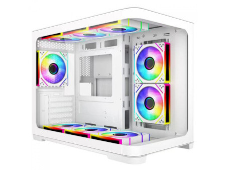 Gabinete Gamer SuperFrame Cristal, Mid Tower, Vidro Temperado, ATX, Com 4 Fans ARGB, Branco, SF-CS-CTMAW4F