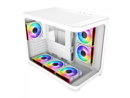 Gabinete Gamer SuperFrame Cristal, Mid Tower, Vidro Temperado, ATX, Com 4 Fans ARGB, Branco, SF-CS-CTMAW4F