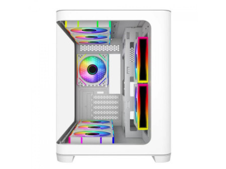 Gabinete Gamer SuperFrame Cristal, Mid Tower, Vidro Temperado, ATX, Com 4 Fans ARGB, Branco, SF-CS-CTMAW4F