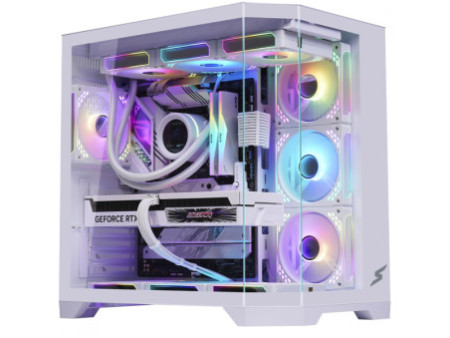 Gabinete Gamer SuperFrame Black Noir, Aquário, Mid Tower, Vidro Temperado, M-ATX, Preto, Sem Fonte, Com 3 Fans ARGB, SF-CS-BNMAB