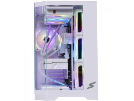 Gabinete Gamer SuperFrame Black Noir, Aquário, Mid Tower, Vidro Temperado, M-ATX, Preto, Sem Fonte, Com 3 Fans ARGB, SF-CS-BNMAB