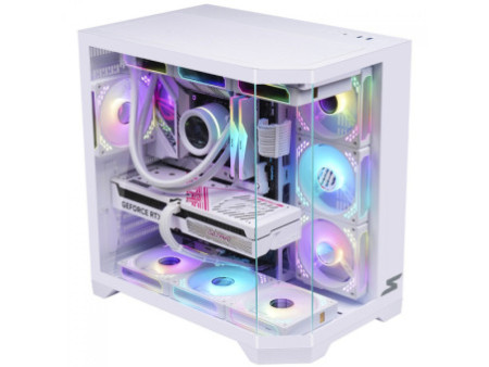 Gabinete Gamer SuperFrame Black Noir, Aquário, Mid Tower, Vidro Temperado, M-ATX, Preto, Sem Fonte, Com 3 Fans ARGB, SF-CS-BNMAB